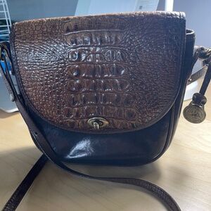 Vintage Brahmin Brown Python Snakeskin flap and Tuscan Black crossbody bag